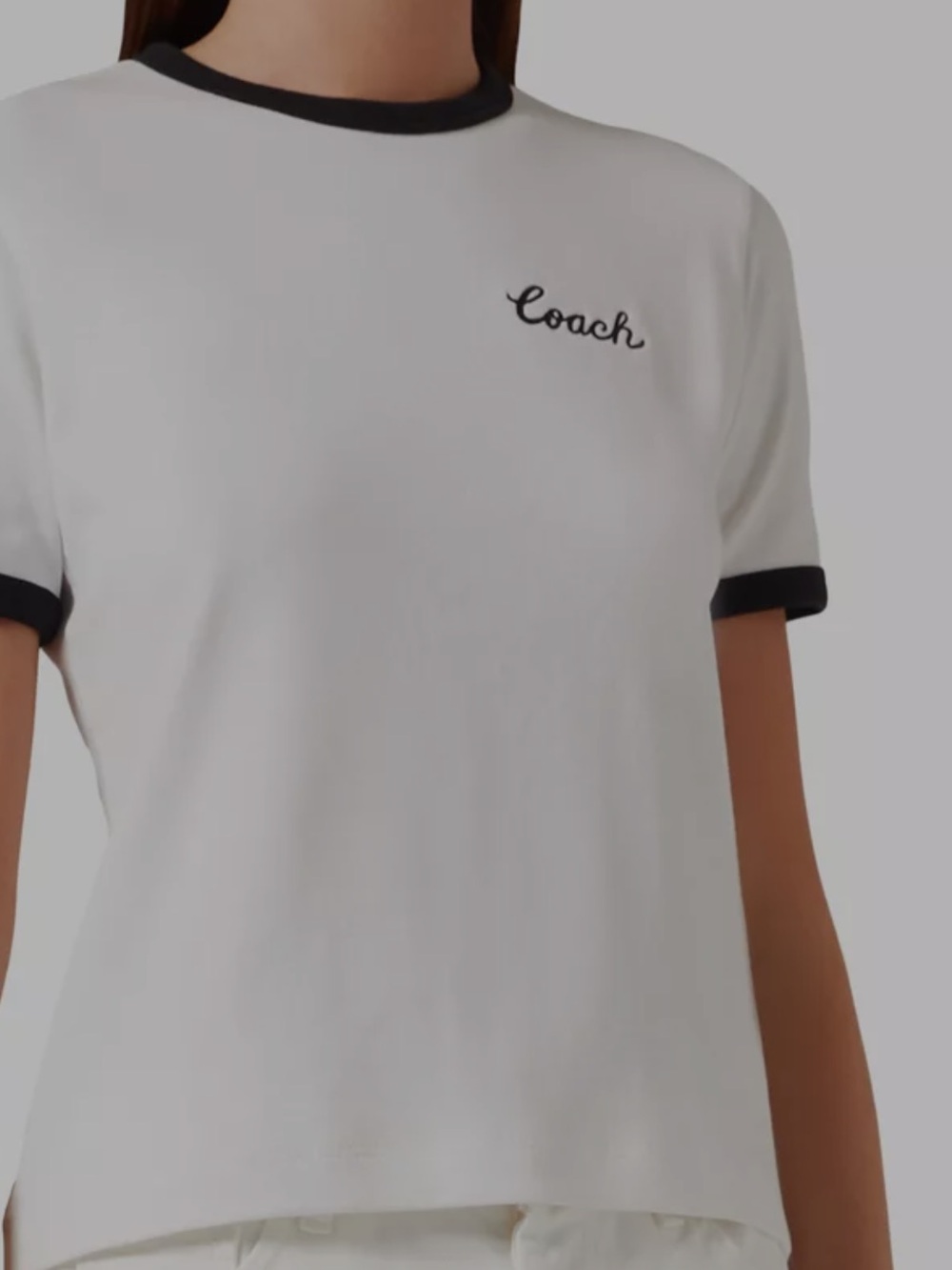 Coach White Ringer Tee with Black Trim Medium NWOT - Picture 2 of 9